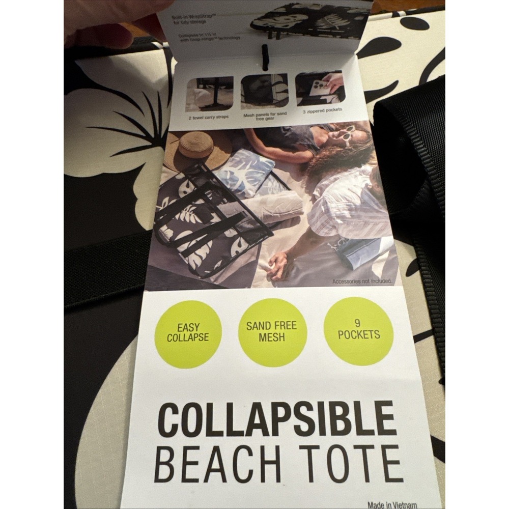 Aloha Collection NWT CleverMade Collapsible Beach Totes Costco Set of 2 Hawaii - Picture 9 of 10